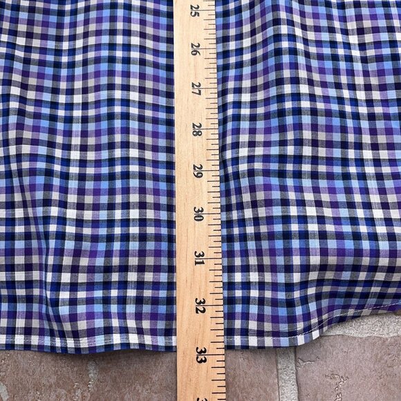 Peter Millar Shirt Men XLarge Blue Purple‎ Check Gingham Cotton Classic Casual - Picture 7 of 9